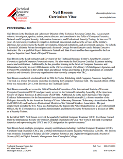 CV for Neil Broom Expert Witness in Computer Forensics Investigations in Idaho